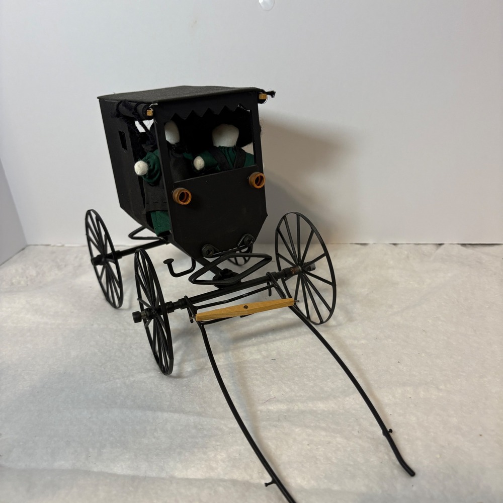Vintage 1996 Handcrafted Amish Buggy Miniature with Faceless Dolls #773